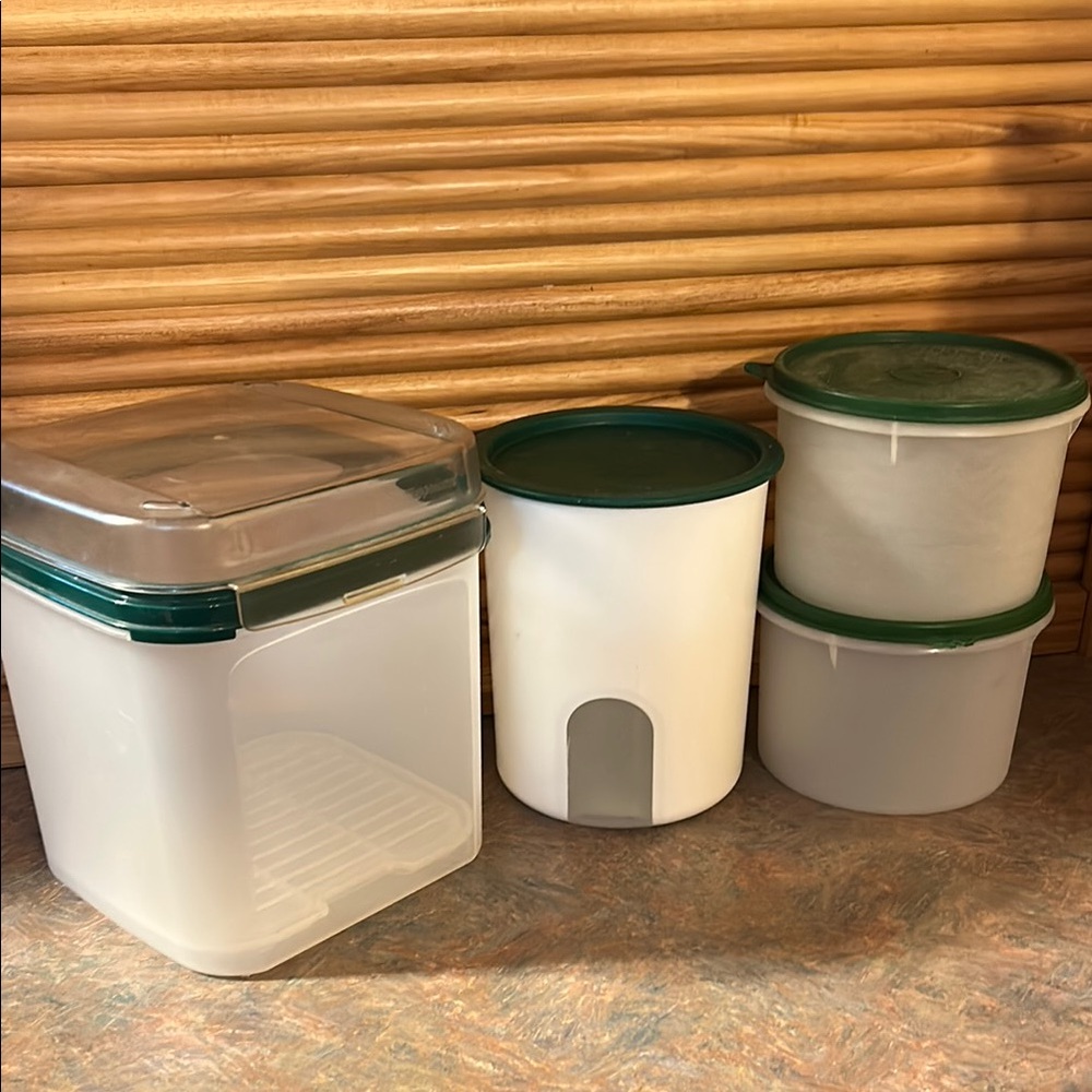 Tupperware Green and White Kitchen Storage Container Set